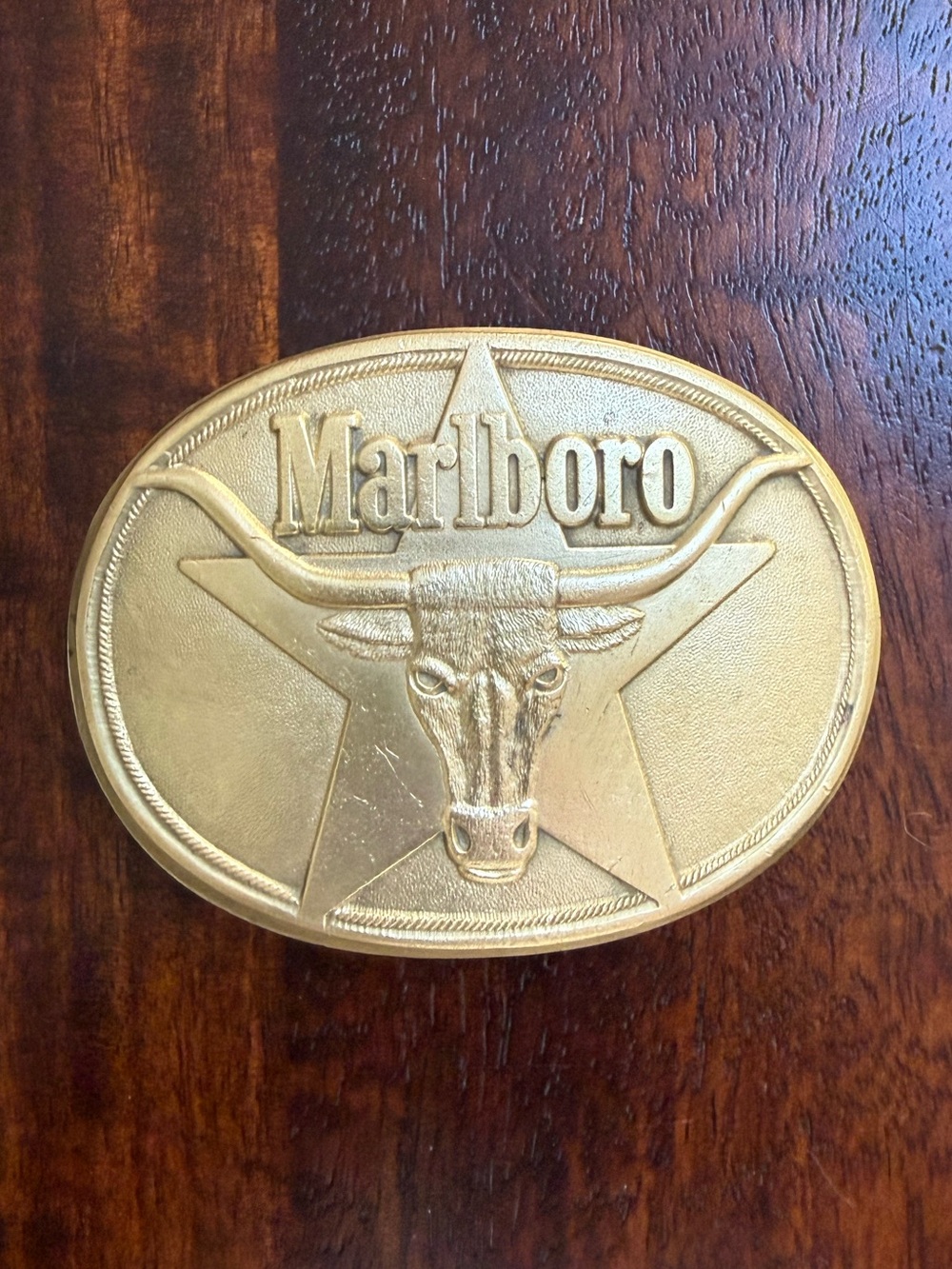 1987 Vintage Marlboro Longhorn Star Belt Buckle Solid Brass